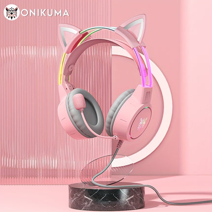 X15 New Gaming Headset - With Cat Ear Design  Detachable Noise Cancelling Microphone