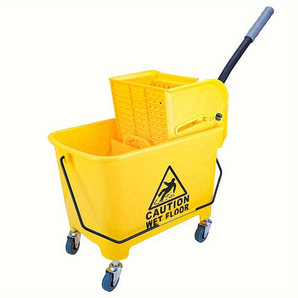 Mop Bucket with Wringer and Wheels, Removable Water-Separation Panel, No Electricity Needed