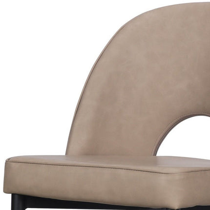 Set of Two Light Gray Slipcovered Faux Leather Dining Side Chairs