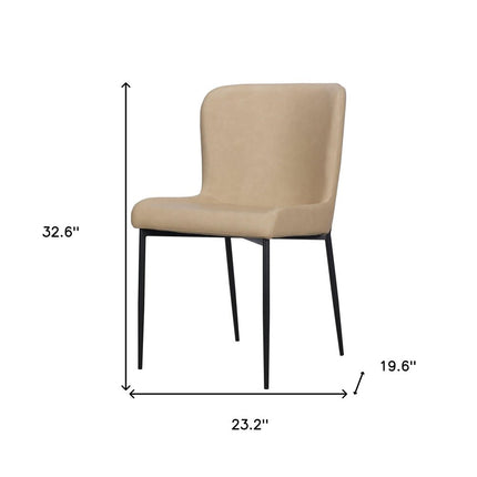Set of Two Sand Faux Leather Dining Side Chairs