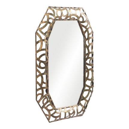 35" Bronze Octagonal Steel Framed Accent Mirror