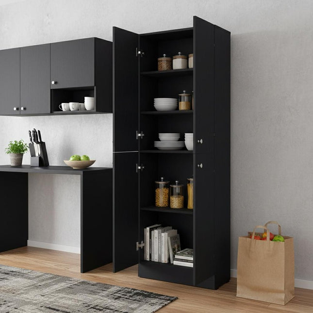 12" Black Wood Pantry Or Storage Closet