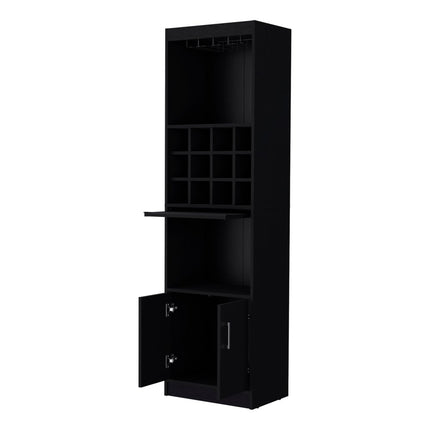 71" Black Wood Bar Cabinet With Two Doors