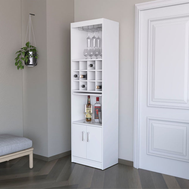 71" White Wood Bar Cabinet With Two Doors