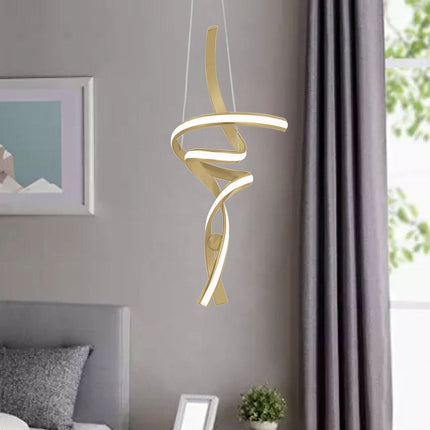 Gold Two Light Metal LED Dimmable Chandelier