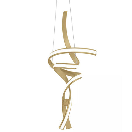 Gold Two Light Metal LED Dimmable Smart Enabled Chandelier