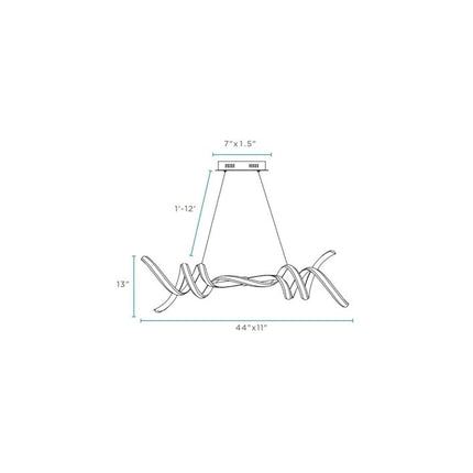 Silver Two Light Metal LED Dimmable Chandelier