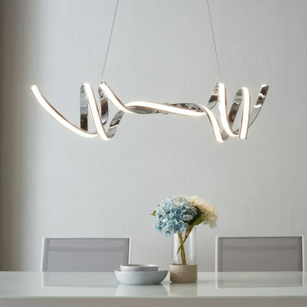 Silver Two Light Metal LED Dimmable Smart Enabled Chandelier