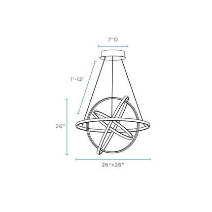 Silver Four Light Metal LED Dimmable Chandelier