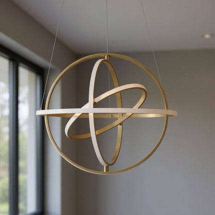 Gold Four Light Metal LED Dimmable Smart Enabled Chandelier