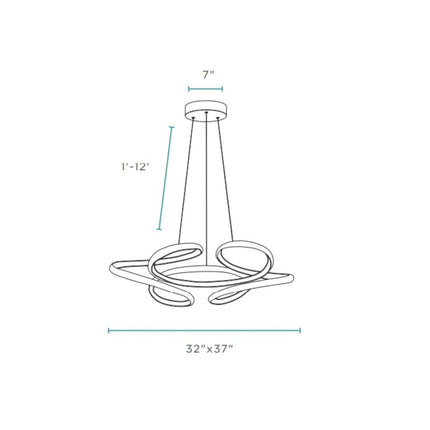 Silver Metal LED Dimmable Chandelier