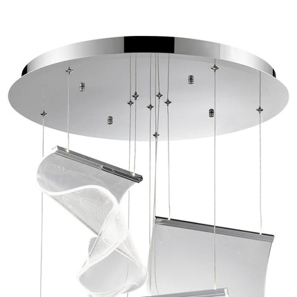 Silver And Clear Five Light Metal LED Dimmable Chandelier With Clear Shades
