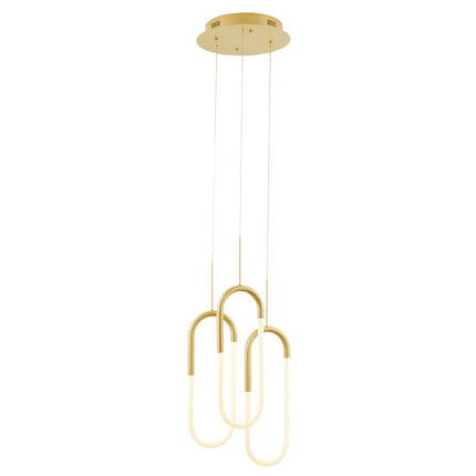 Gold Three Light Metal LED Dimmable Smart Enabled Chandelier