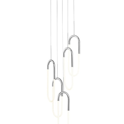 Silver Five Light Metal LED Dimmable Smart Enabled Chandelier
