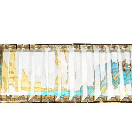 Gold Clear And Blue Geometric Crystal LED Chandelier