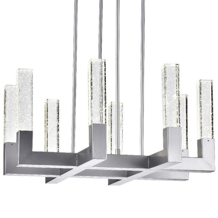 Silver Candle Style Eight Light Metal Dimmable Chandelier With Clear Shades