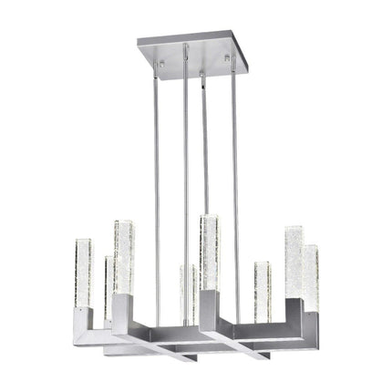 Silver Candle Style Eight Light Metal Dimmable Chandelier With Clear Shades