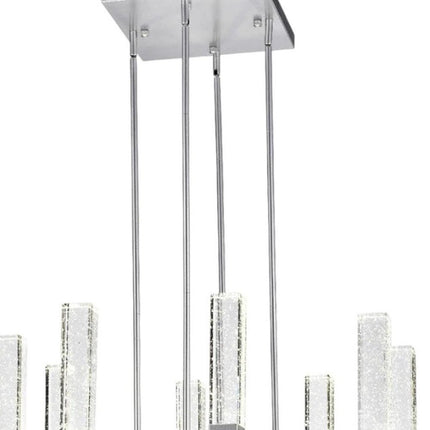 Silver Candle Style Eight Light Metal Dimmable Chandelier With Clear Shades