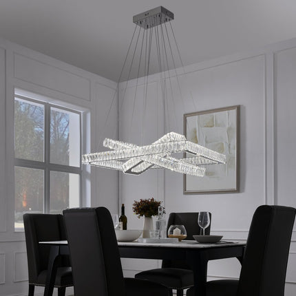 Silver And Clear Three Light Crystal LED Dimmable Chandelier