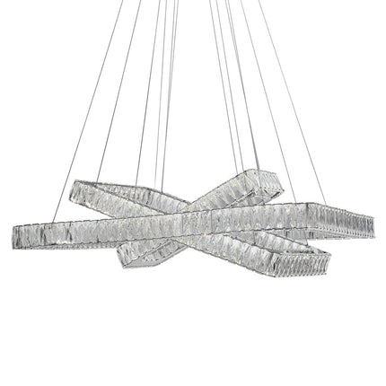 Silver And Clear Three Light Crystal LED Dimmable Chandelier