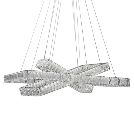 Silver And Clear Three Light Crystal LED Dimmable Chandelier