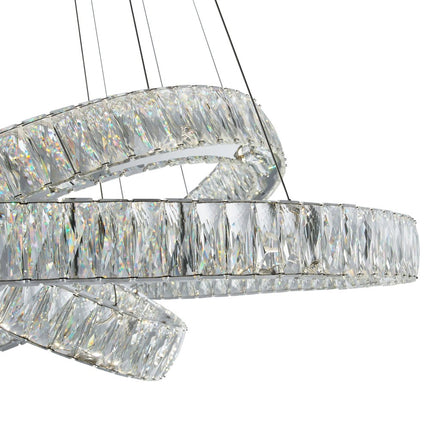 Silver And Clear Three Light Crystal LED Dimmable Chandelier