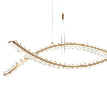 Gold And Clear Two Light Crystal LED Chandelier