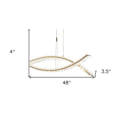 Gold And Clear Two Light Crystal LED Chandelier