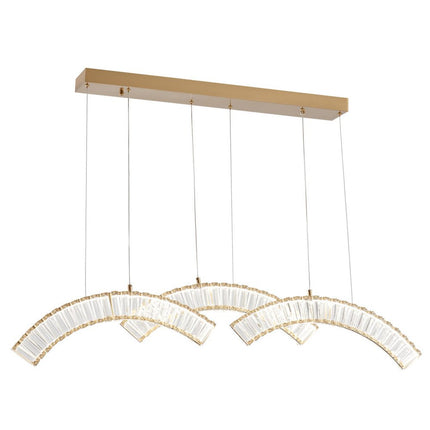 Gold And Clear Three Light Crystal LED Chandelier