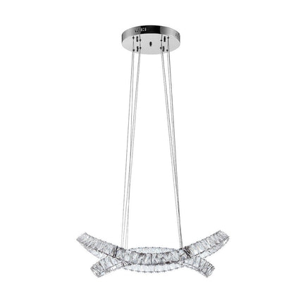 Silver And Clear Two Light Crystal LED Dimmable Chandelier
