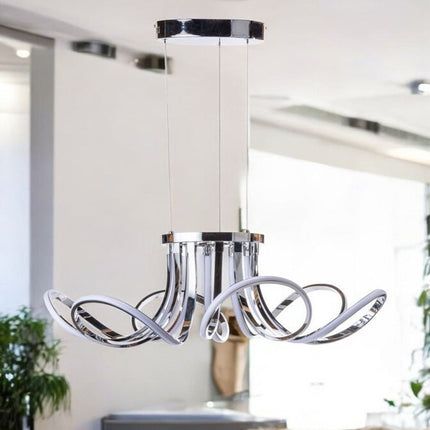 Silver Metallic Six Light Metal LED Dimmable Smart Enabled Ceiling Light