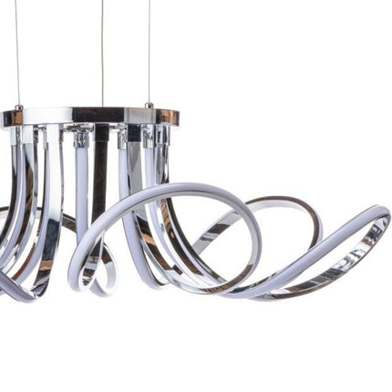 Silver Metallic Six Light Metal LED Dimmable Smart Enabled Ceiling Light