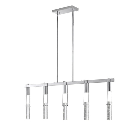 Silver And Clear Five Light Metal Dimmable Smart Enabled Chandelier With Clear Shades