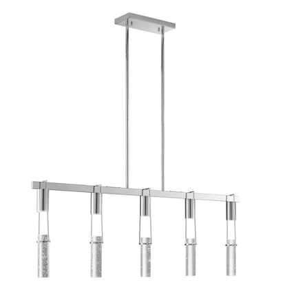 Silver And Clear Five Light Metal Dimmable Smart Enabled Chandelier With Clear Shades
