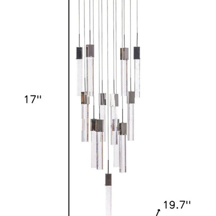 Silver And Clear Multi Light Metal Dimmable Chandelier With Clear Shades