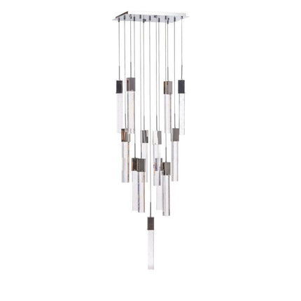 Silver And Clear Multi Light Metal Dimmable Chandelier With Clear Shades