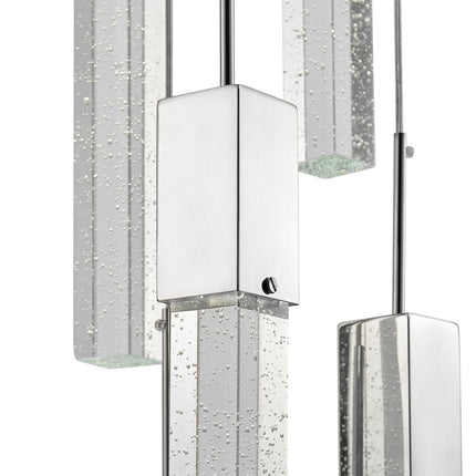 Silver And Clear Multi Light Metal Dimmable Chandelier With Clear Shades