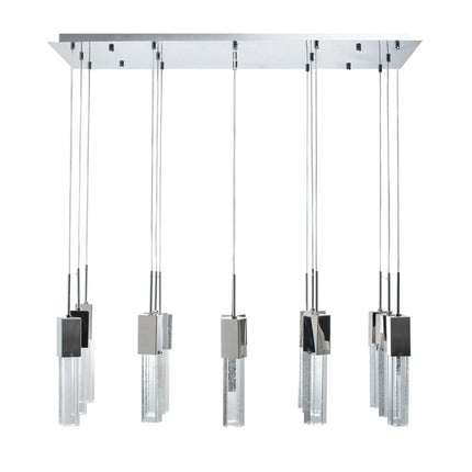 Silver Cluster Multi Light Metal LED Dimmable Chandelier With Clear Shades