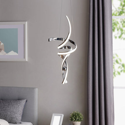 Silver Two Light Metal LED Dimmable Smart Enabled Chandelier