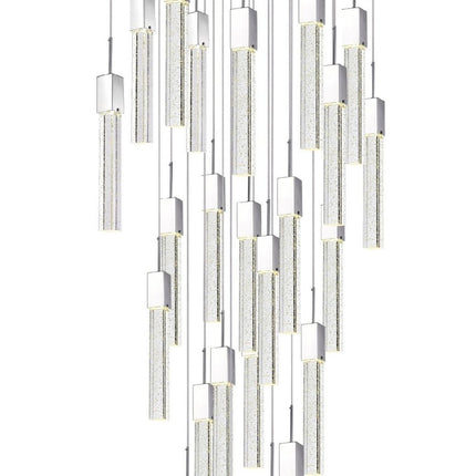 Silver And Clear Multi Light Metal Dimmable Chandelier With Clear Shades
