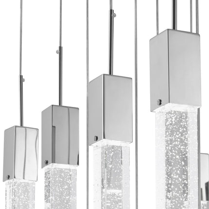 Silver And Clear Multi Light Metal Dimmable Chandelier With Clear Shades
