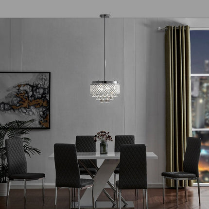 Silver And Clear Nine Light Crystal Dimmable Chandelier With Clear Shades