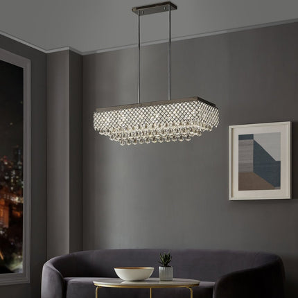 Silver And Clear Twelve Light Metal Dimmable Chandelier With Clear Shades
