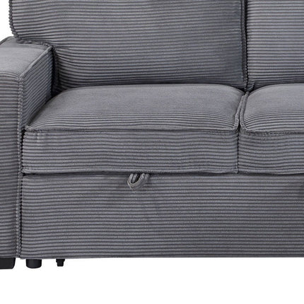 92" Light Gray Sleeper USB Sleeper Sofa And Toss Pillow With Black Legs