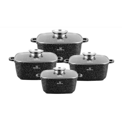 8pcs Pot Set | with Marbled Coating | Cooking Pot | with Lid | Non-Stick Coating | Induction