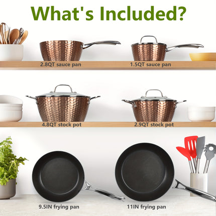 14pcs Pots And Pans Set Nonstick, Aluminum Nonstick Ceramic Cookware