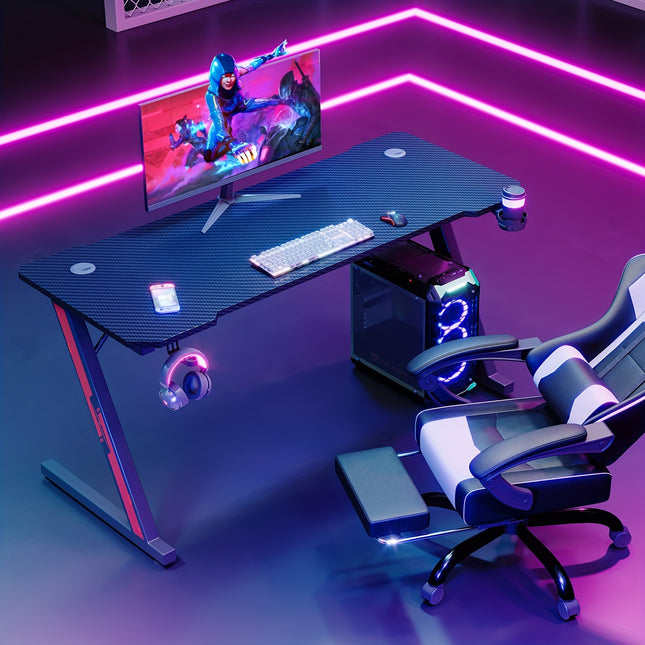 Desk Gaming Computer Gamer Desk Table with Cup Holder And Headphone Holder
