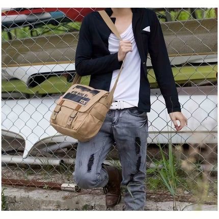 Camping Canvas Satchel Messenger Bag, Vintage Style Casual Travel Crossbody Bag