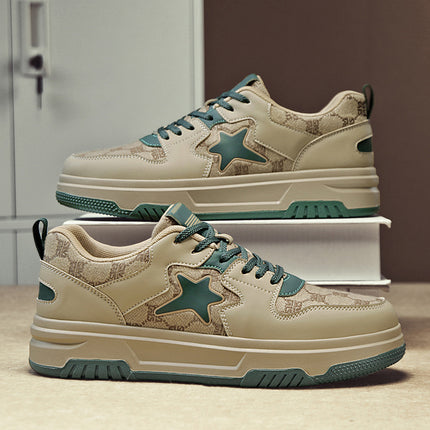 Men'S & Women'S Low-Top Skate Sneakers - & Teal Star Accent Casual Shoes, Slip-Resistant Rubber Sole, All