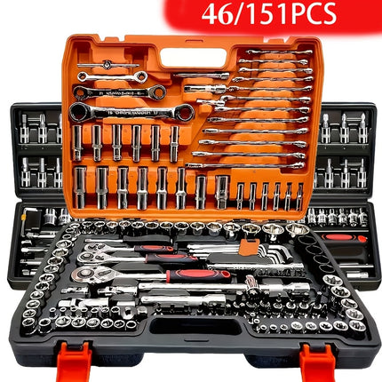 Ultimate 151/46-piece set of automotive machinery tool kits - high-quality ratchet torque wrench